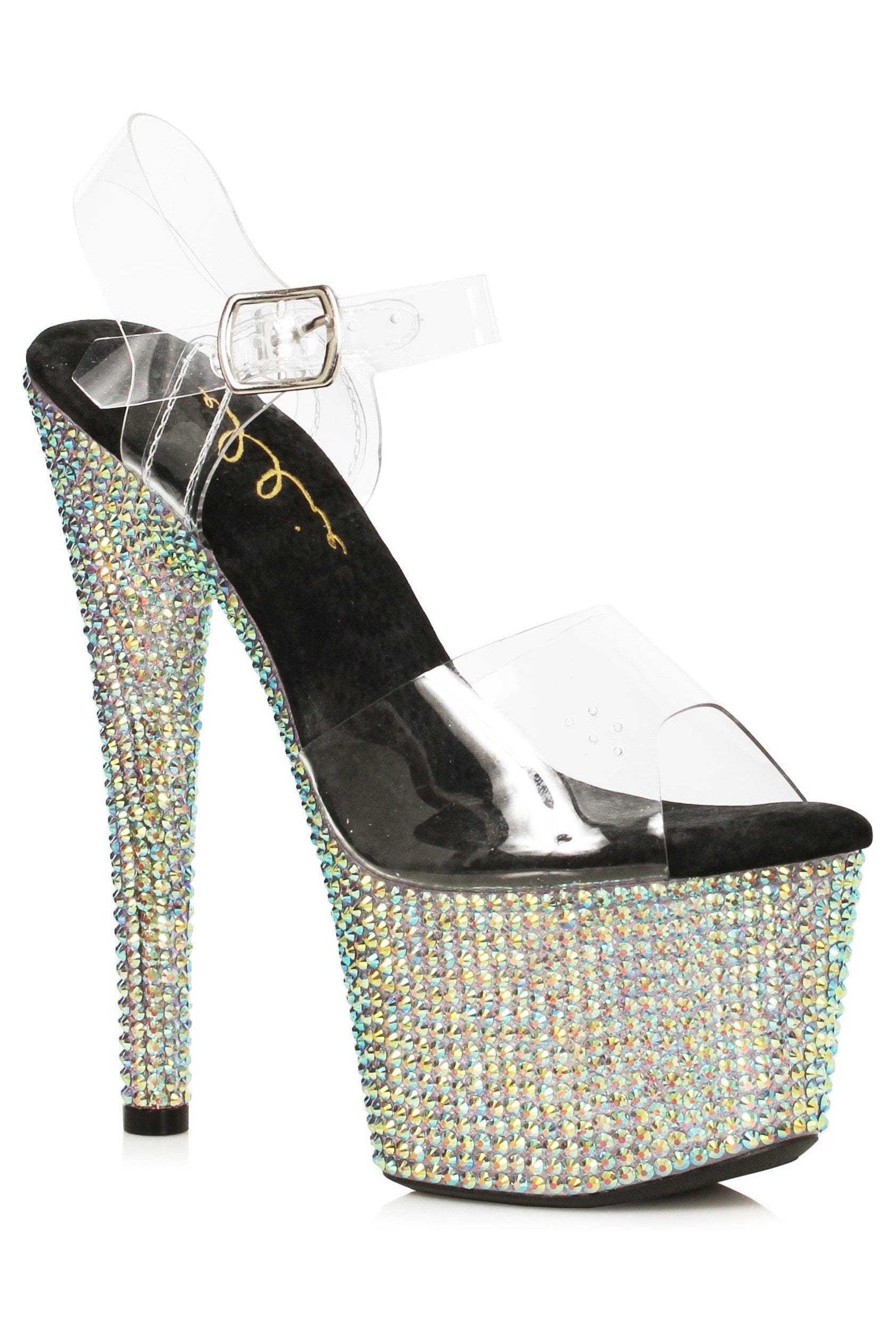 Ellie Shoes 709-ZIAMOND Clear Rhinestone Covered Platform