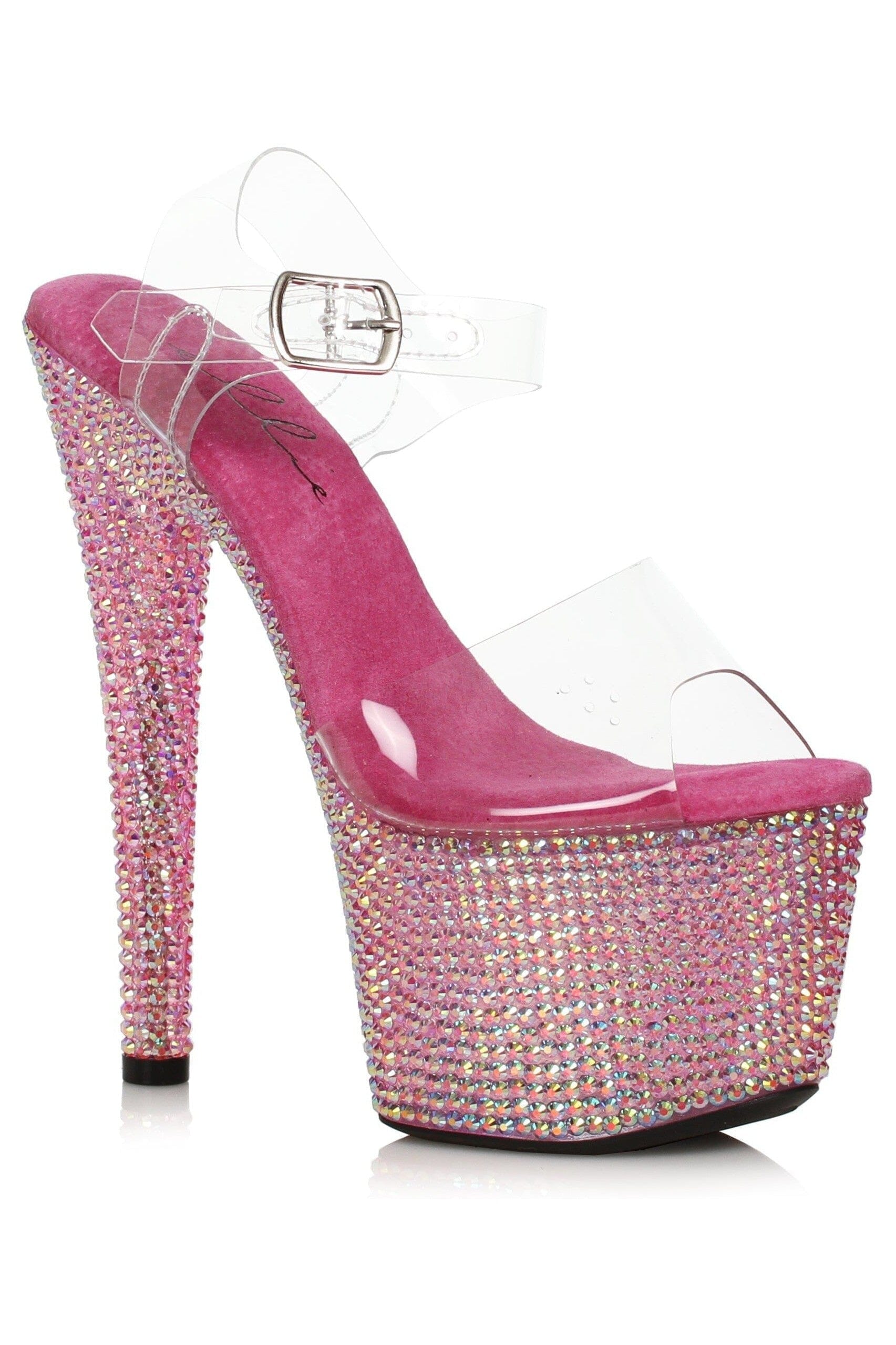 Ellie Shoes 709-ZIAMOND Pink Rhinestone Covered Platform