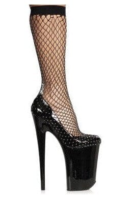 Ellie Shoes 850-ALEXIS Stiletto Rhinestone Fishnet Boot