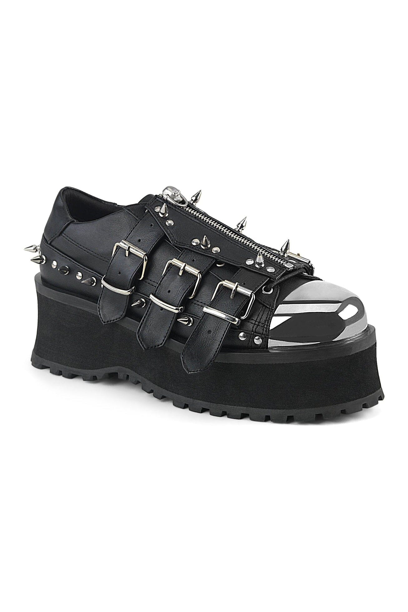GRAVEDIGGER-03 Black Vegan Leather Cyber Shoe