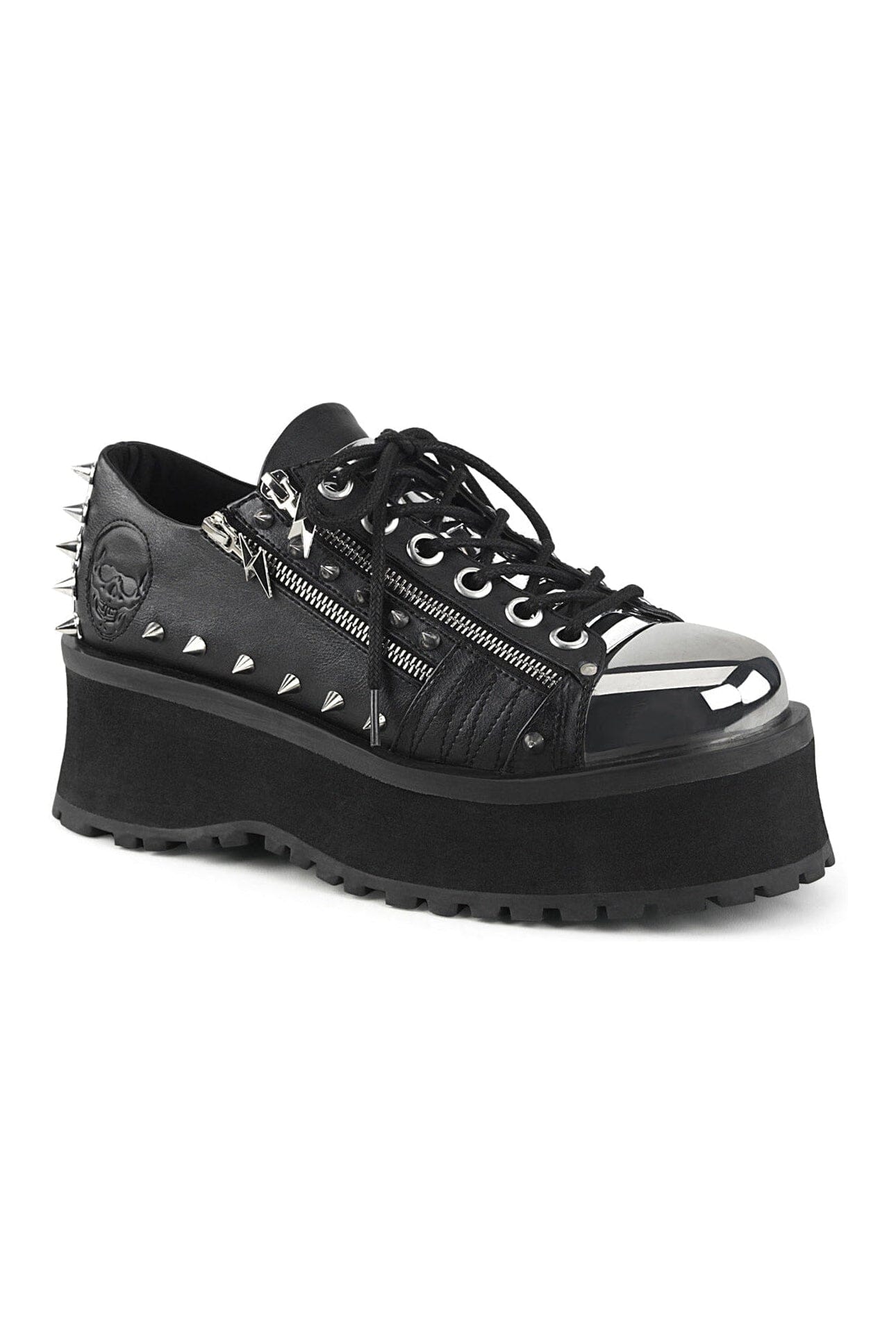 GRAVEDIGGER-04 Black Vegan Leather Cyber Shoe