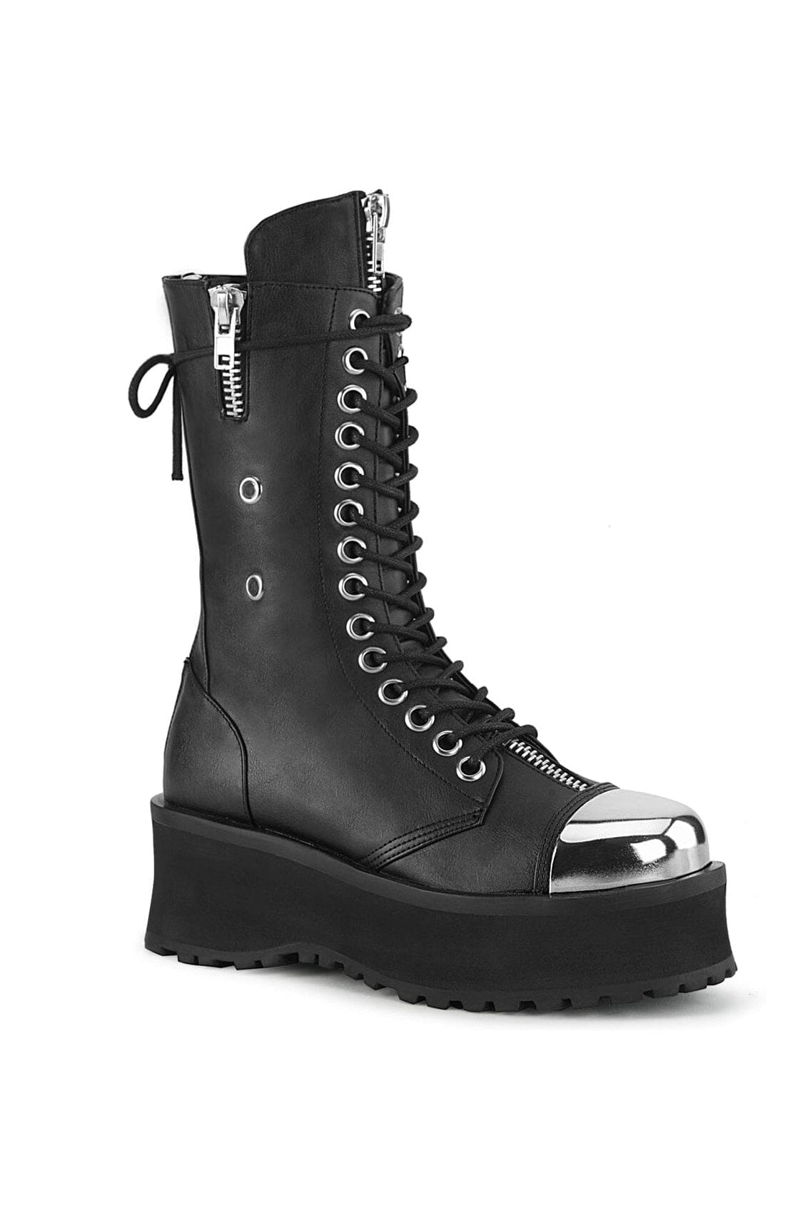 GRAVEDIGGER-14 Black Vegan Leather Knee Boot