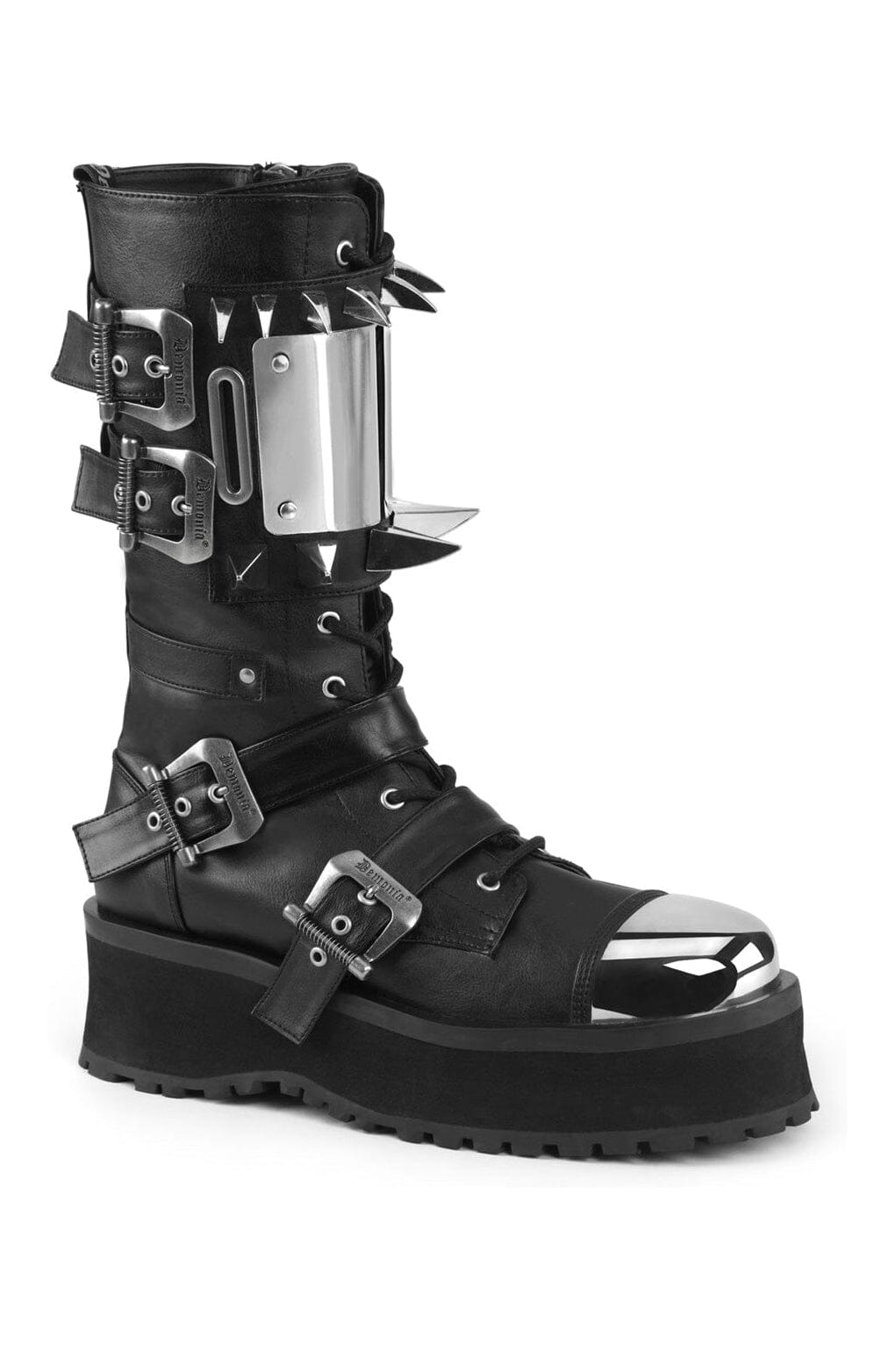 GRAVEDIGGER-250 Black Vegan Leather Knee Boot