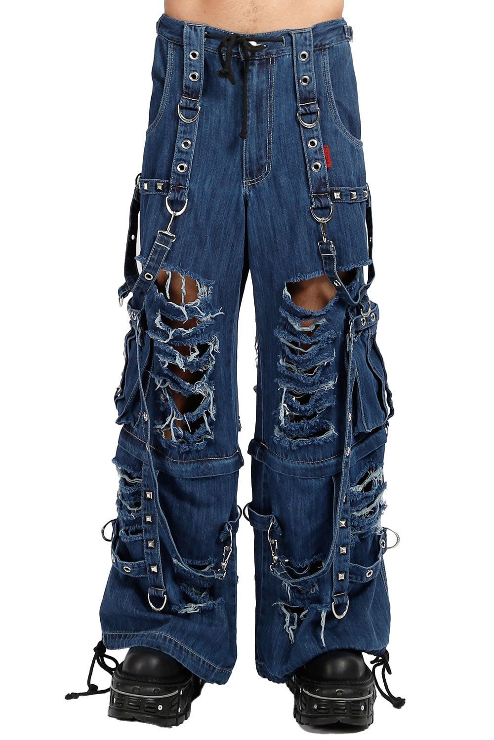 Tripp NYC Denim Strap Shredder Pants [BLUE DENIM]