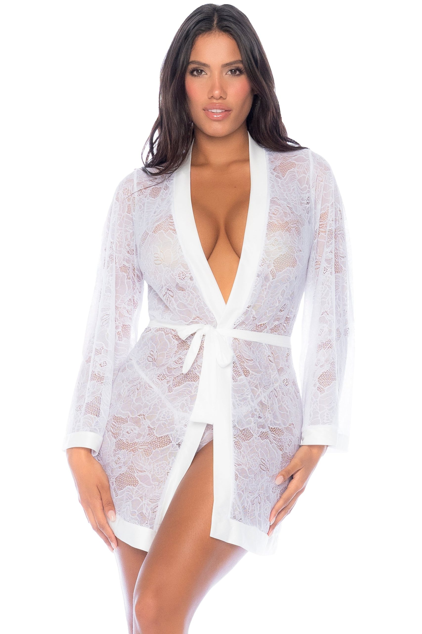 Lace Robe with Floral Sheer