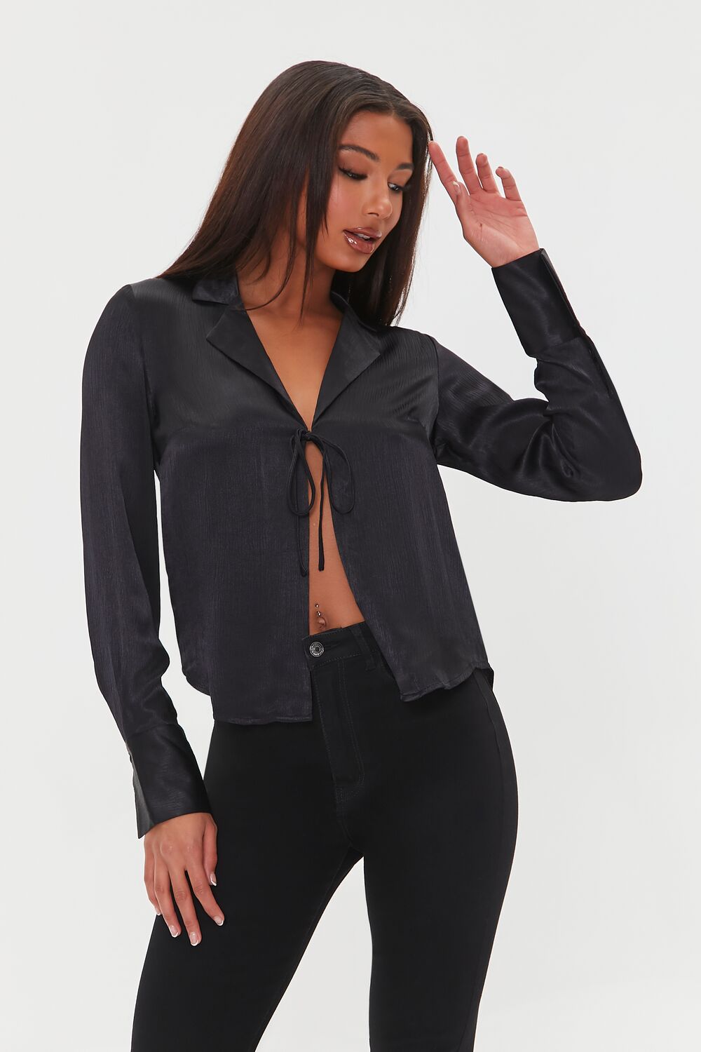 Tie-Front Satin Top