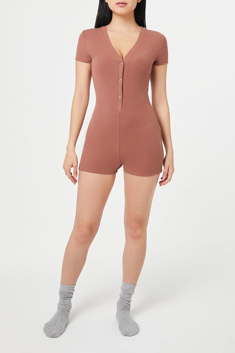 Ribbed Knit Lounge Romper