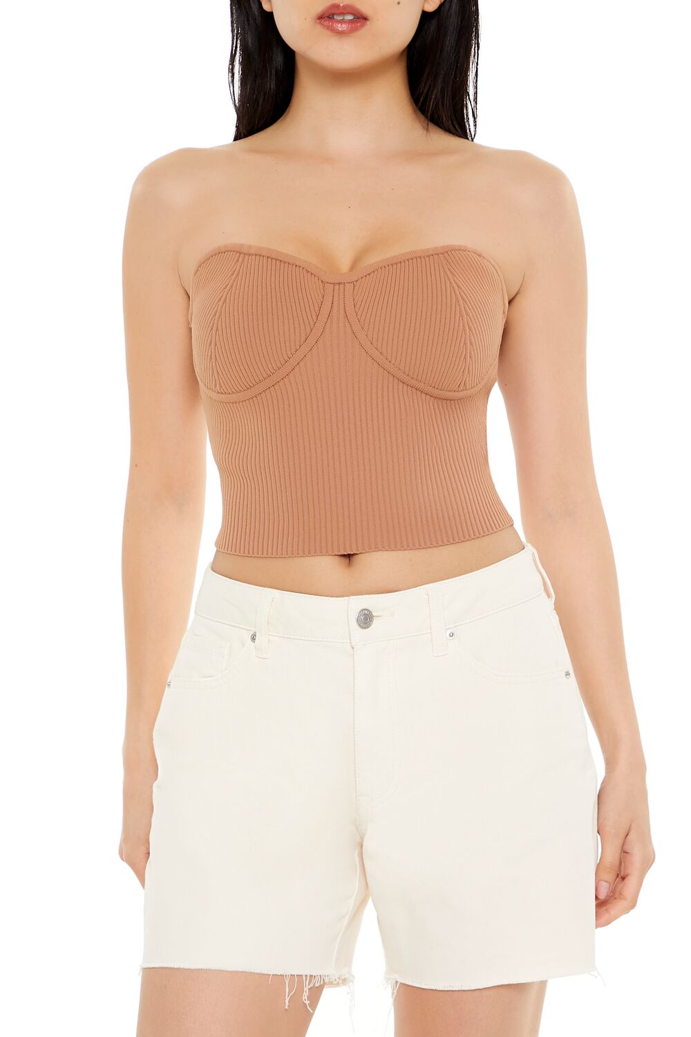 Sweater-Knit Bustier Tube Top