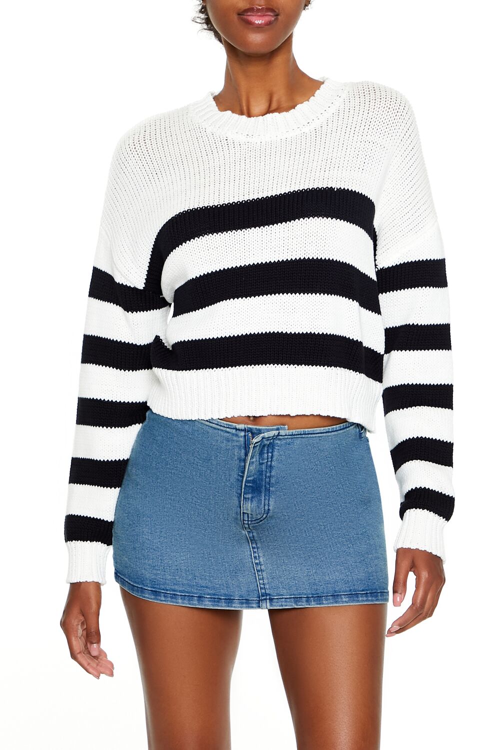Striped Drop-Sleeve Sweater