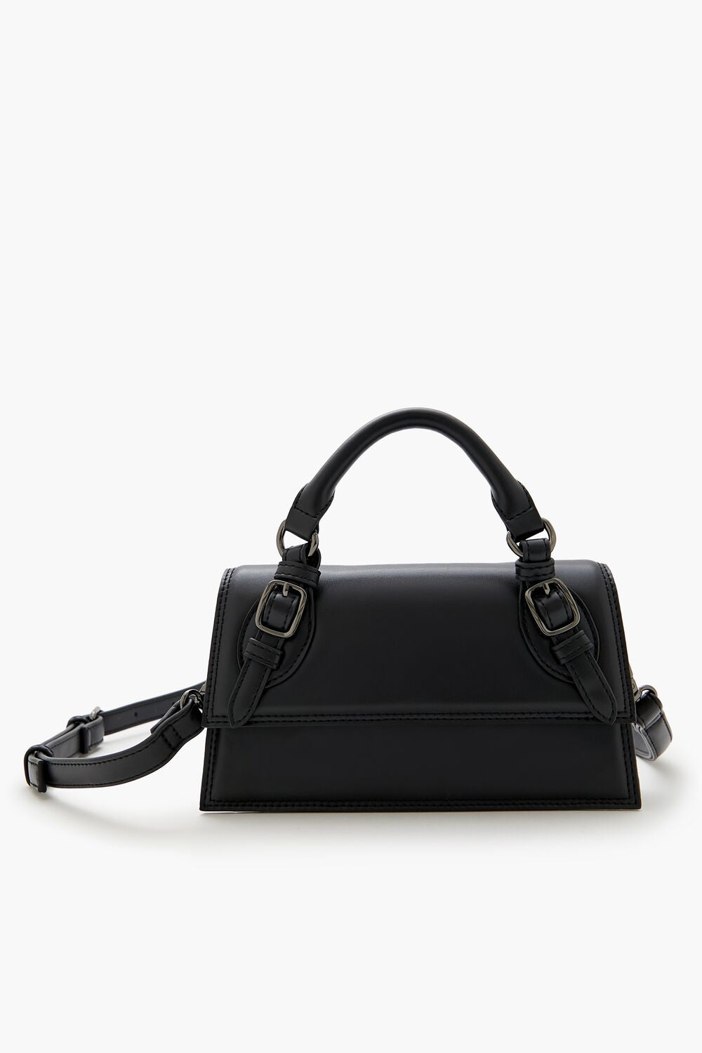 Buckled Faux Leather Crossbody Bag