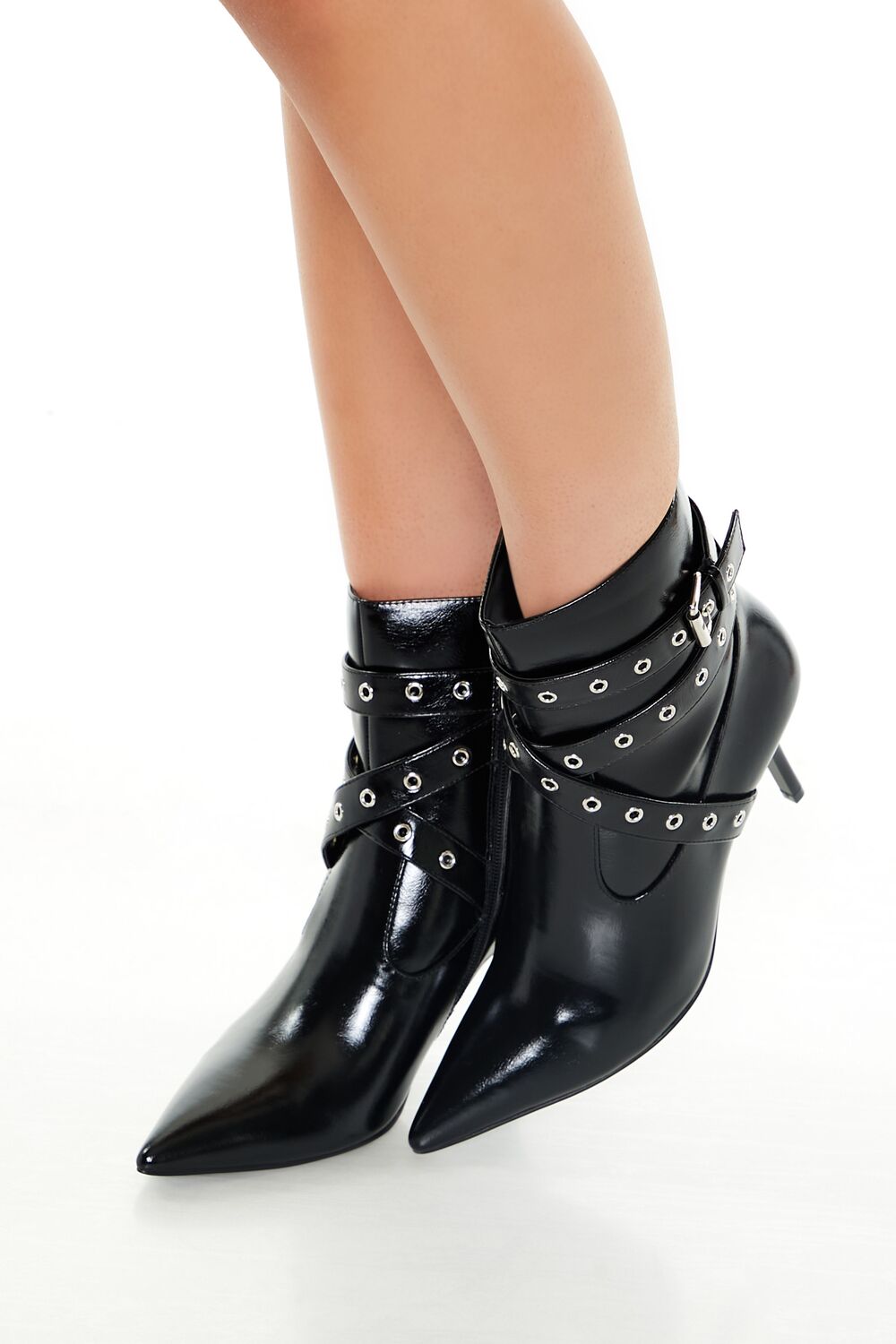 Buckled Pointed-Toe Booties