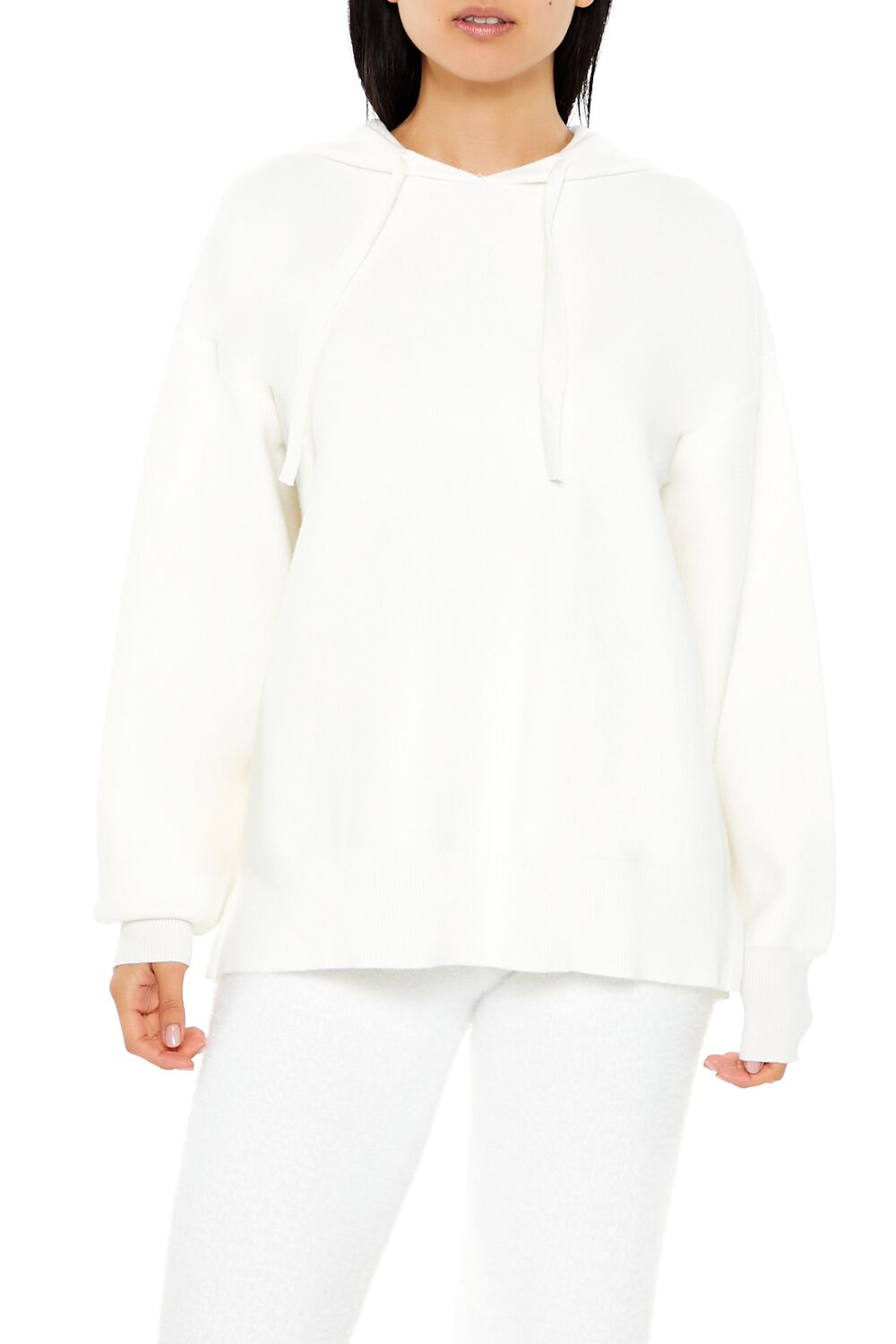 Sweater-Knit Drop-Sleeve Hoodie