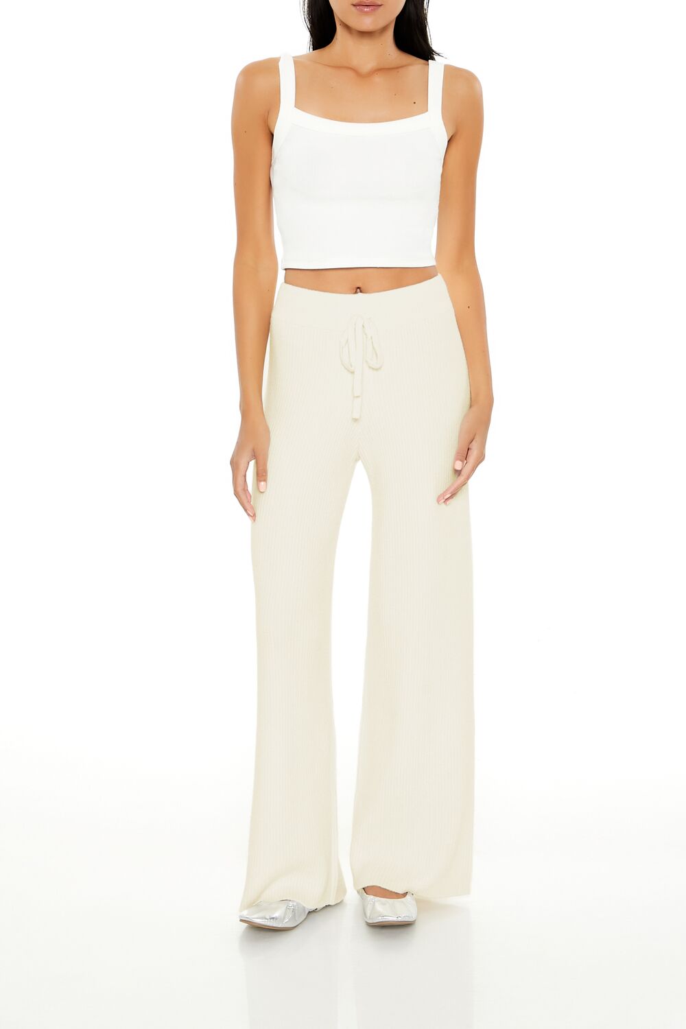 Sweater-Knit Wide-Leg Pants