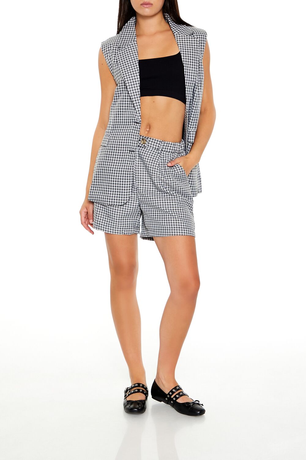 Tweed Plaid Vest & Shorts Set