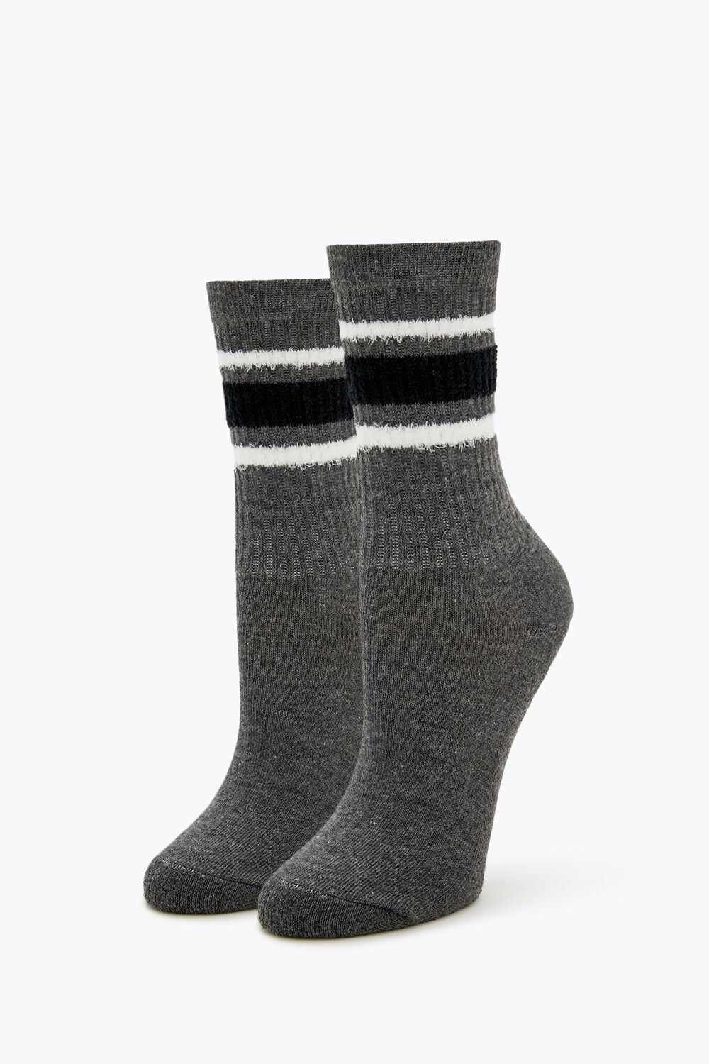 Striped-Trim Crew Socks