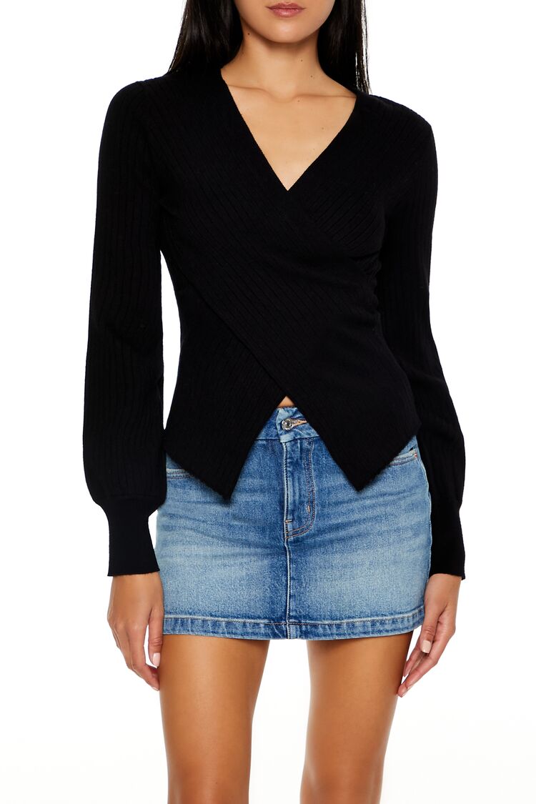 V-Neck Notched-Hem Sweater