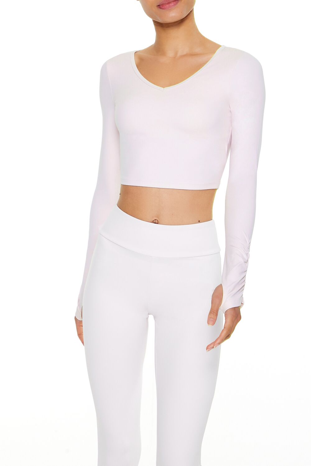 Active Ruched Thumbhole Crop Top