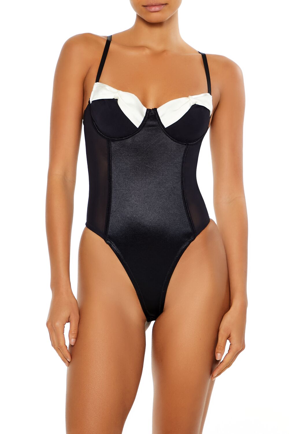 Bow Satin Lingerie Bodysuit