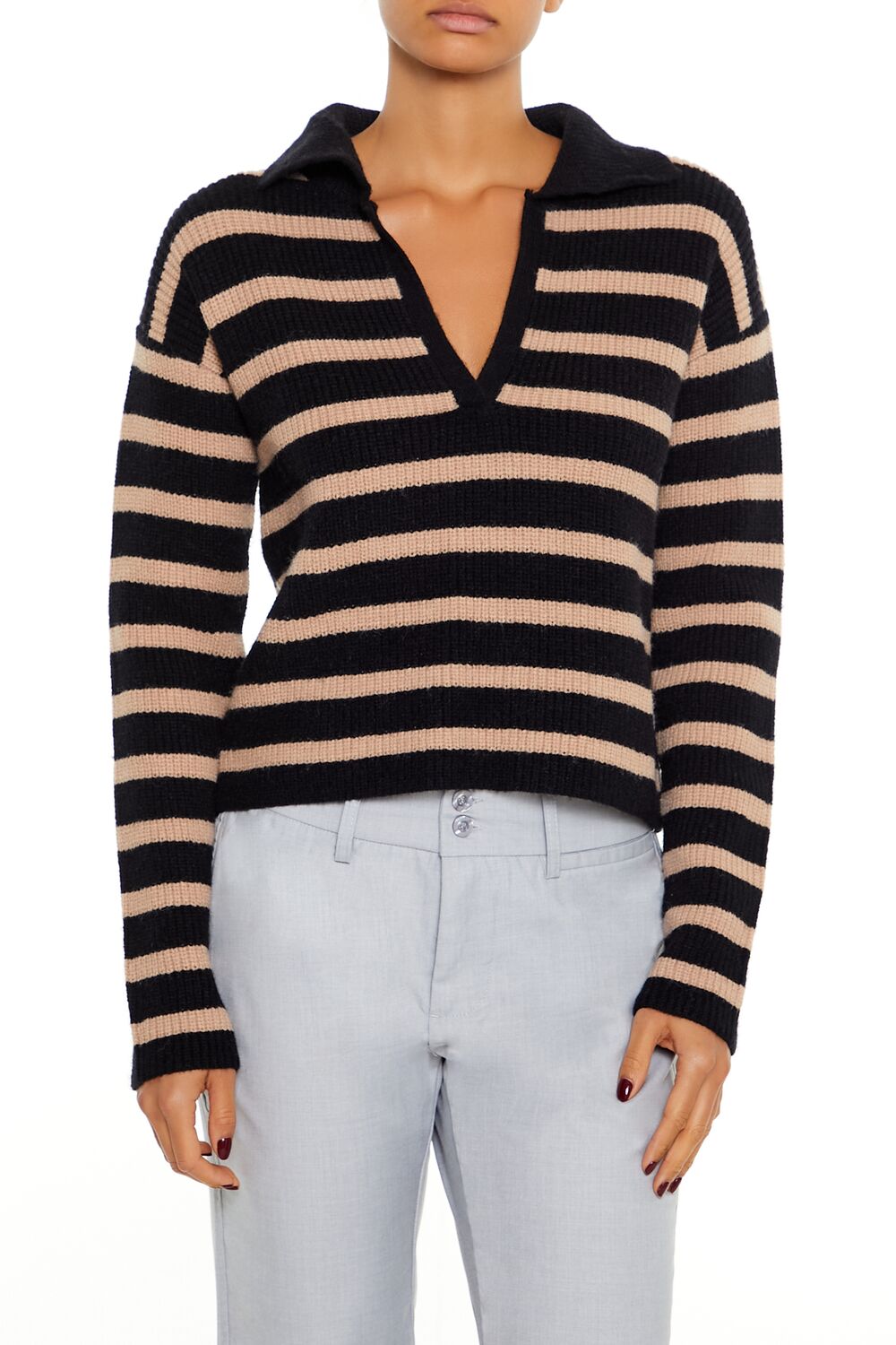 Striped Rib-Knit Sweater