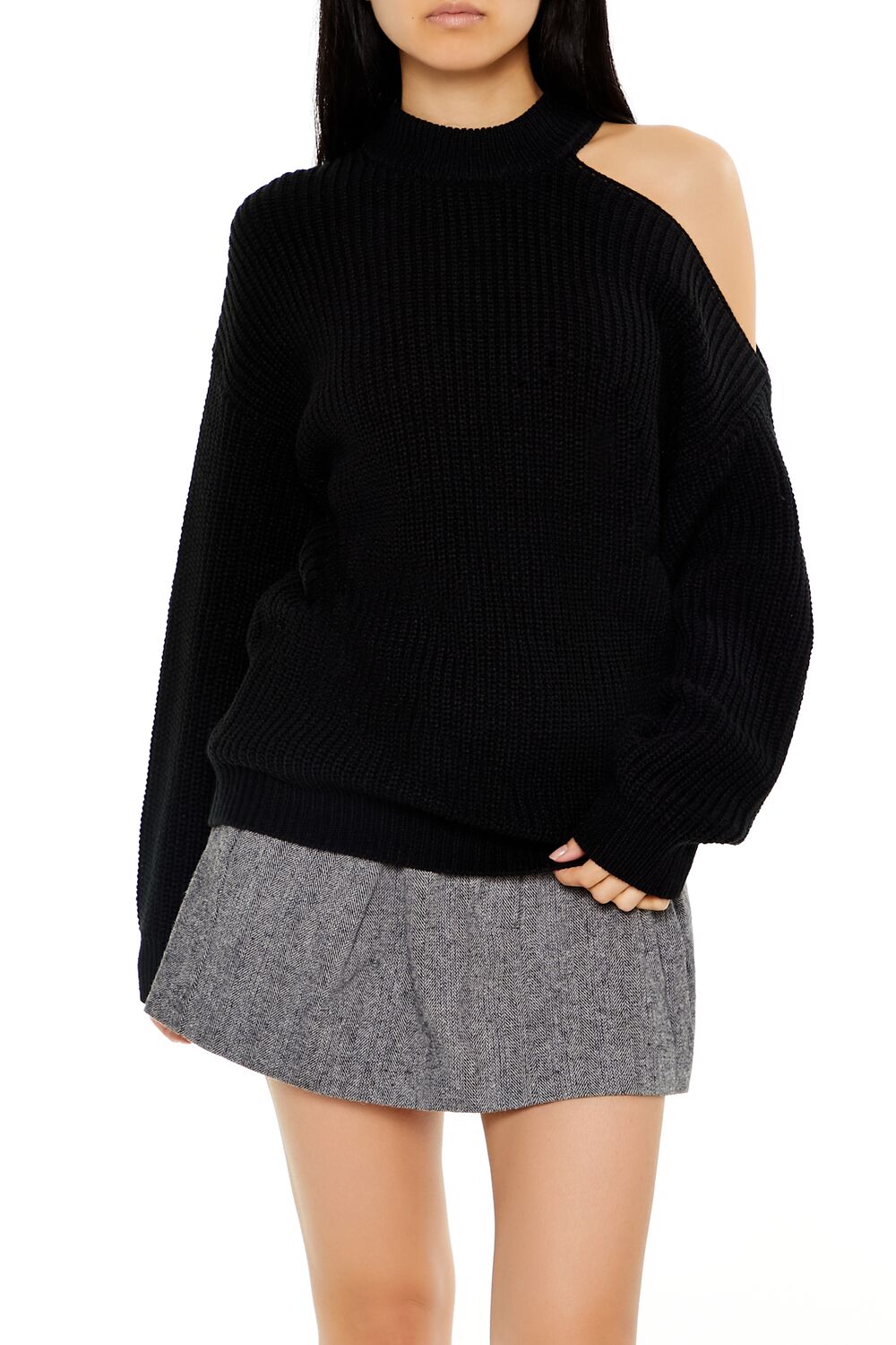 Asymmetrical Open-Shoulder Sweater