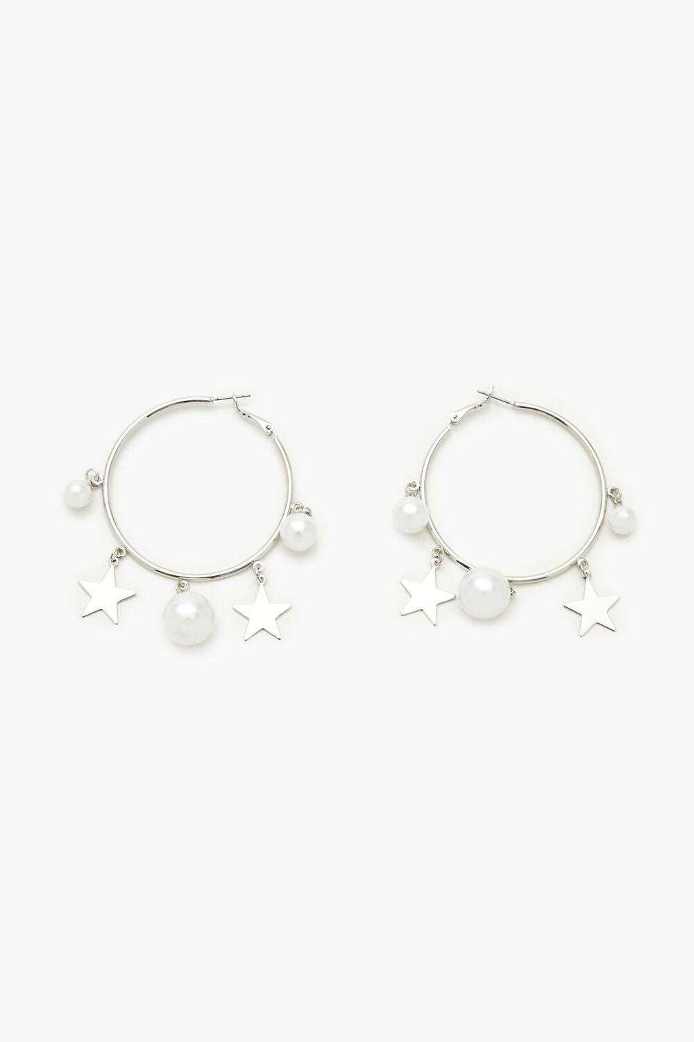 Star & Faux Pearl Hoop Earrings