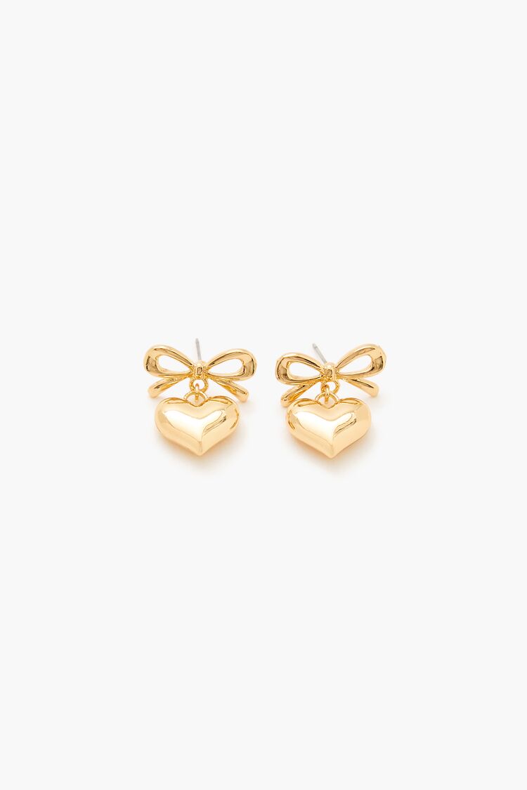 Bow Heart Drop Earrings