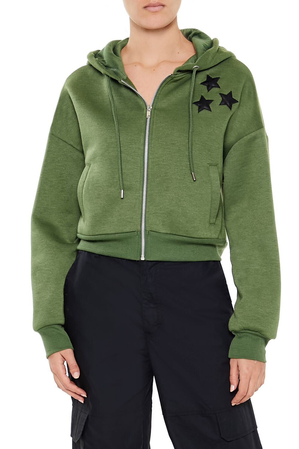 Star Patch Zip-Up Hoodie