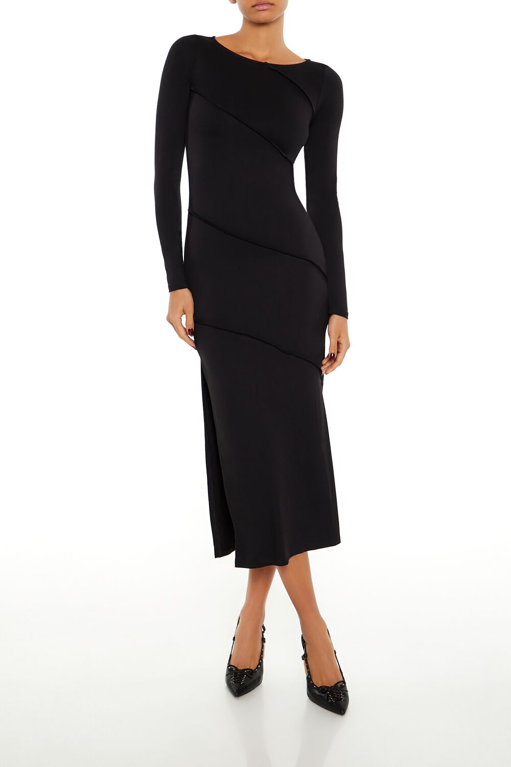 Asymmetrical Slit Midi Dress