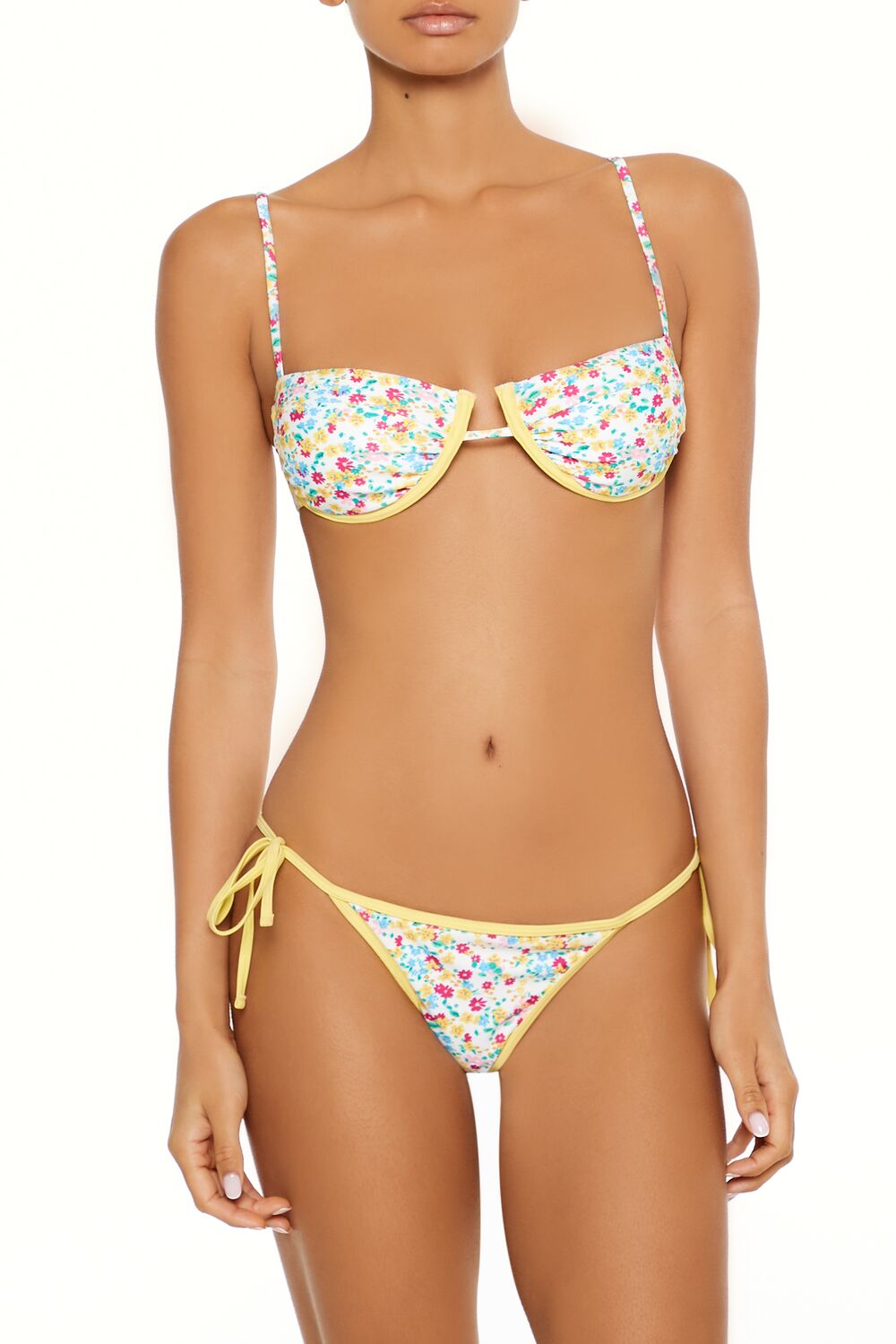 Bright Floral Contrast Underwire Bikini Top