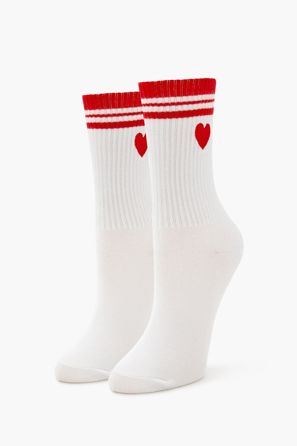 Varsity-Striped Heart Crew Socks