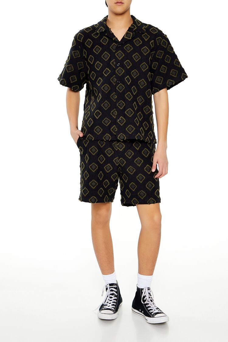 Textured Geo Drawstring Shorts