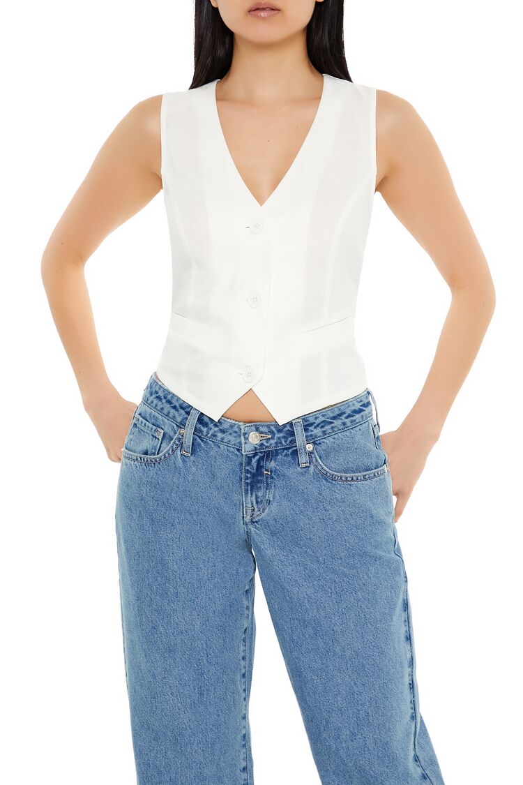 V-Neck Cropped Hem Vest