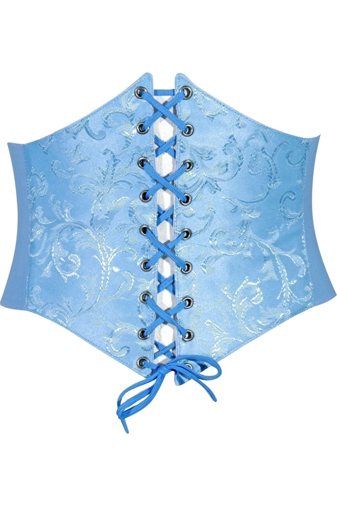 Lavish Lt Blue Brocade Corset Belt Cincher