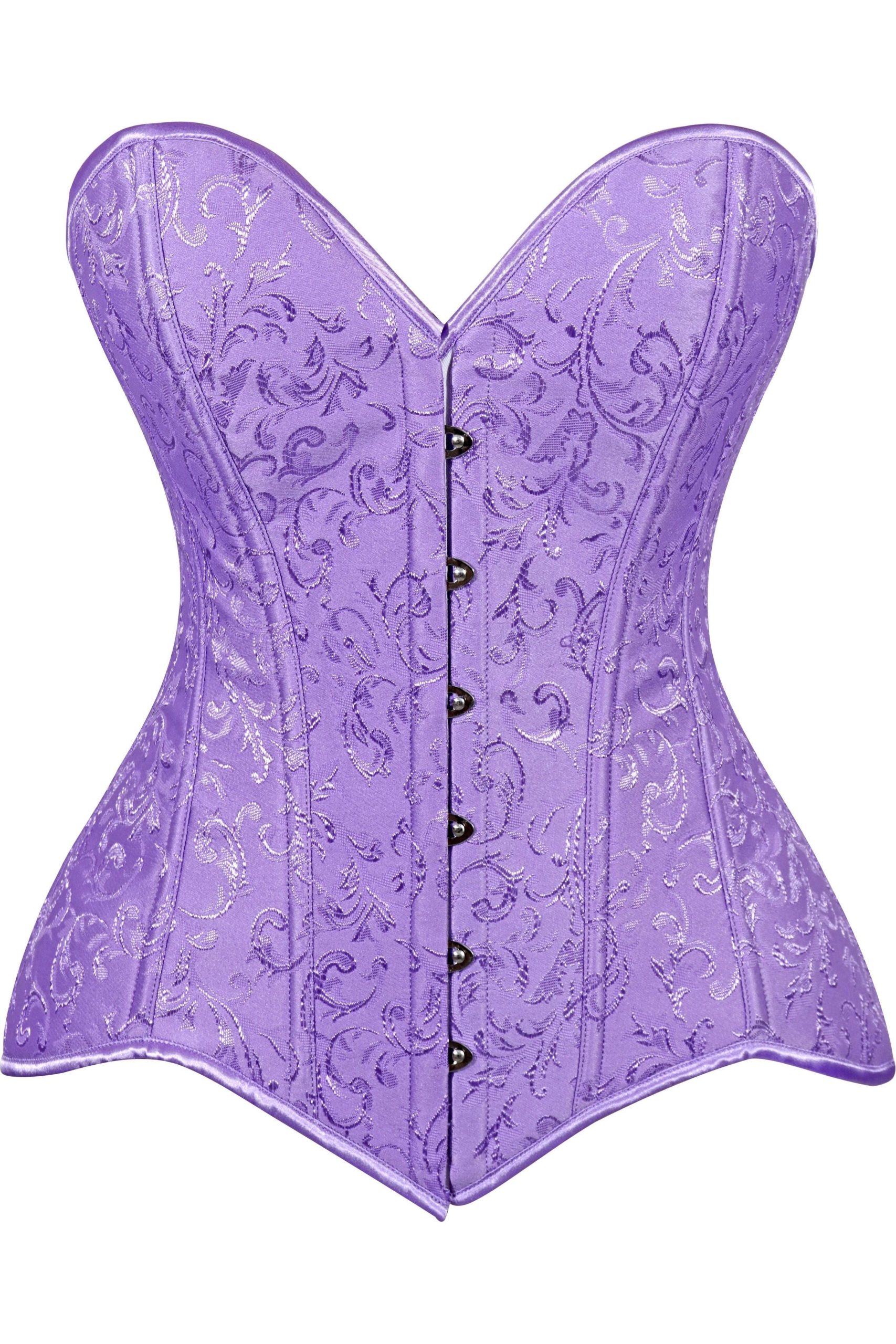 Lavish Lt Purple Brocade Overbust Corset W/Busk Closure