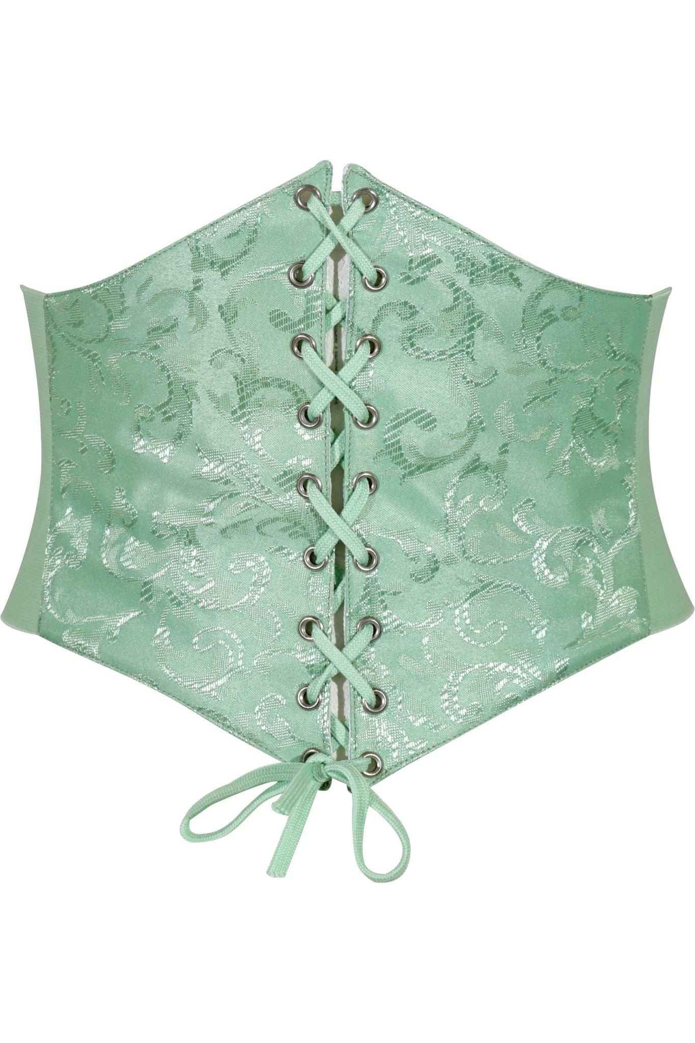 Lavish Mint Green Brocade Corset Belt Cincher