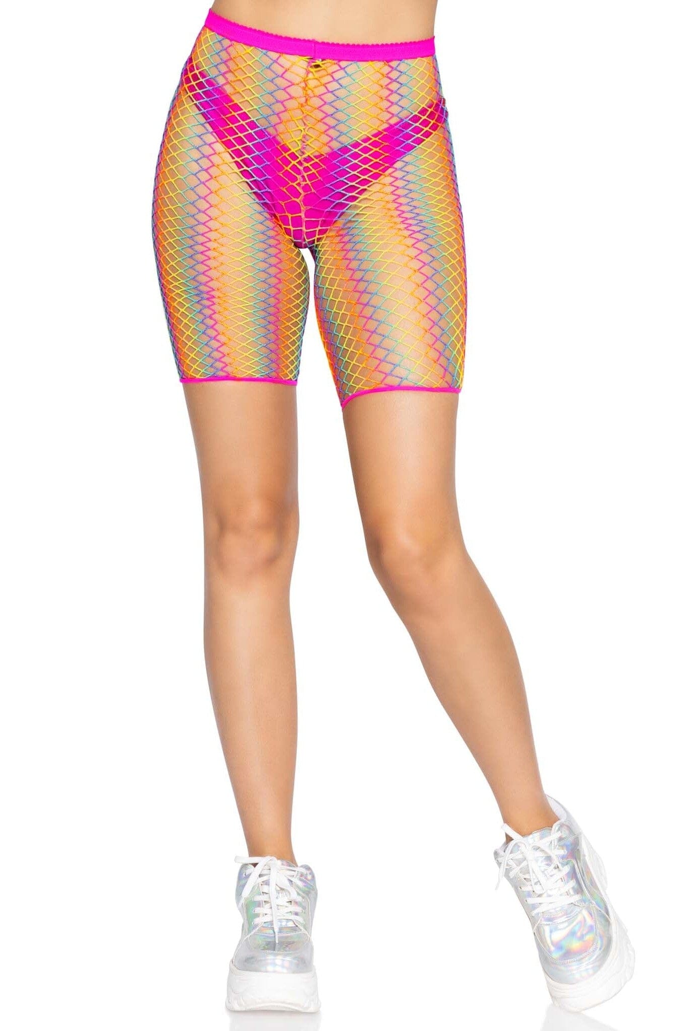 Ombre Rainbow Woven Net Biker Shorts