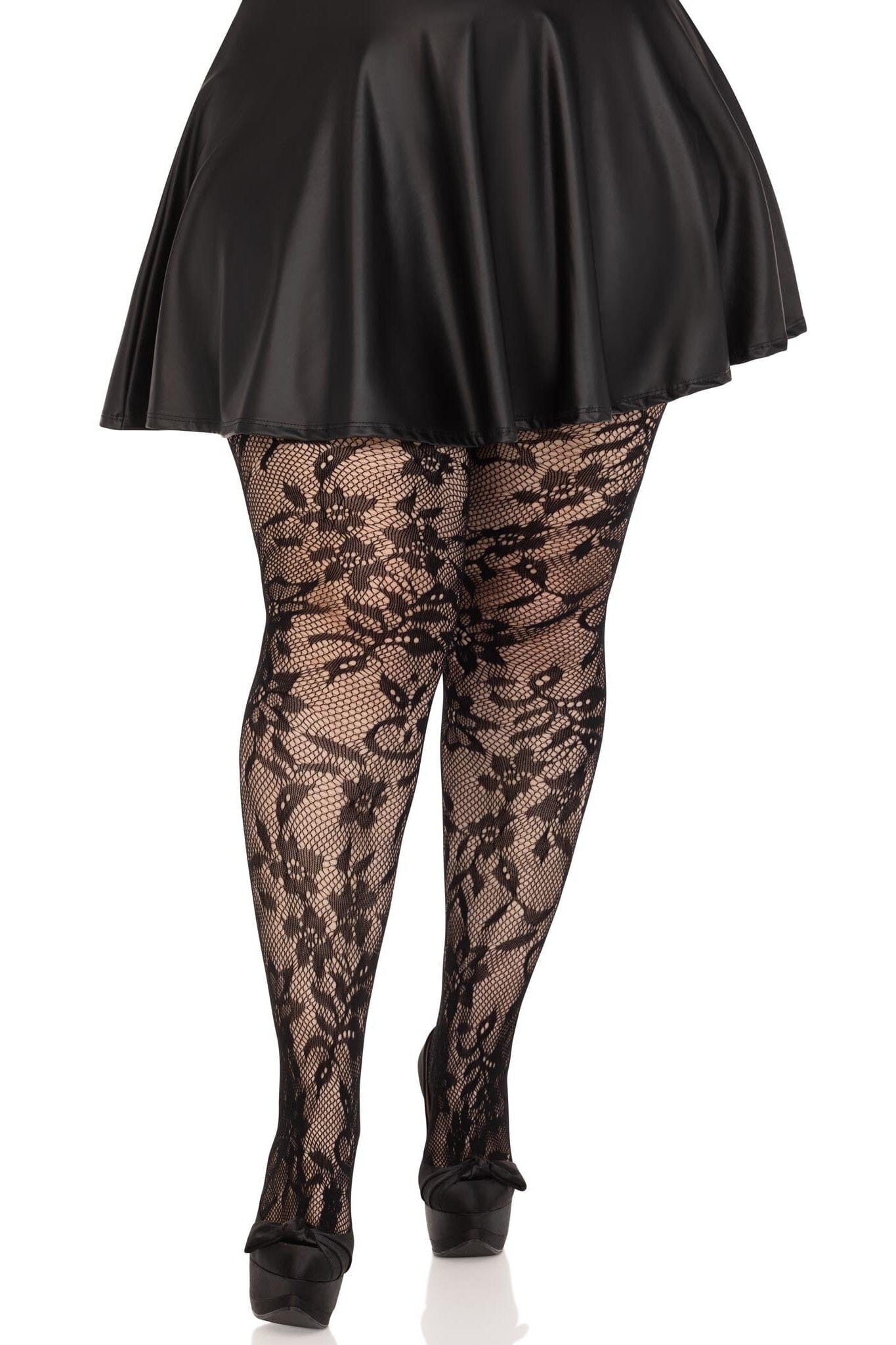 Plus Size Seamless Chantilly Floral Lace Tights