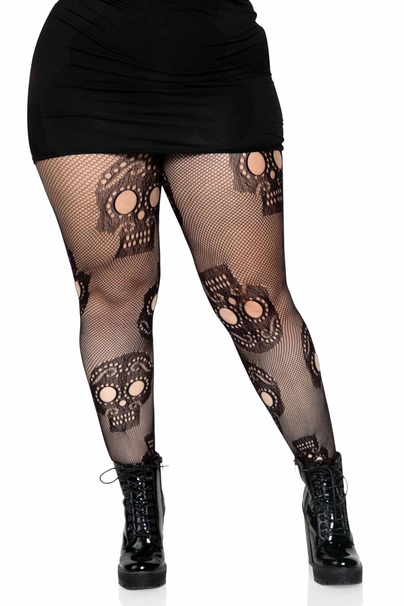 Plus Size Sugar Skull Net Pantyhose