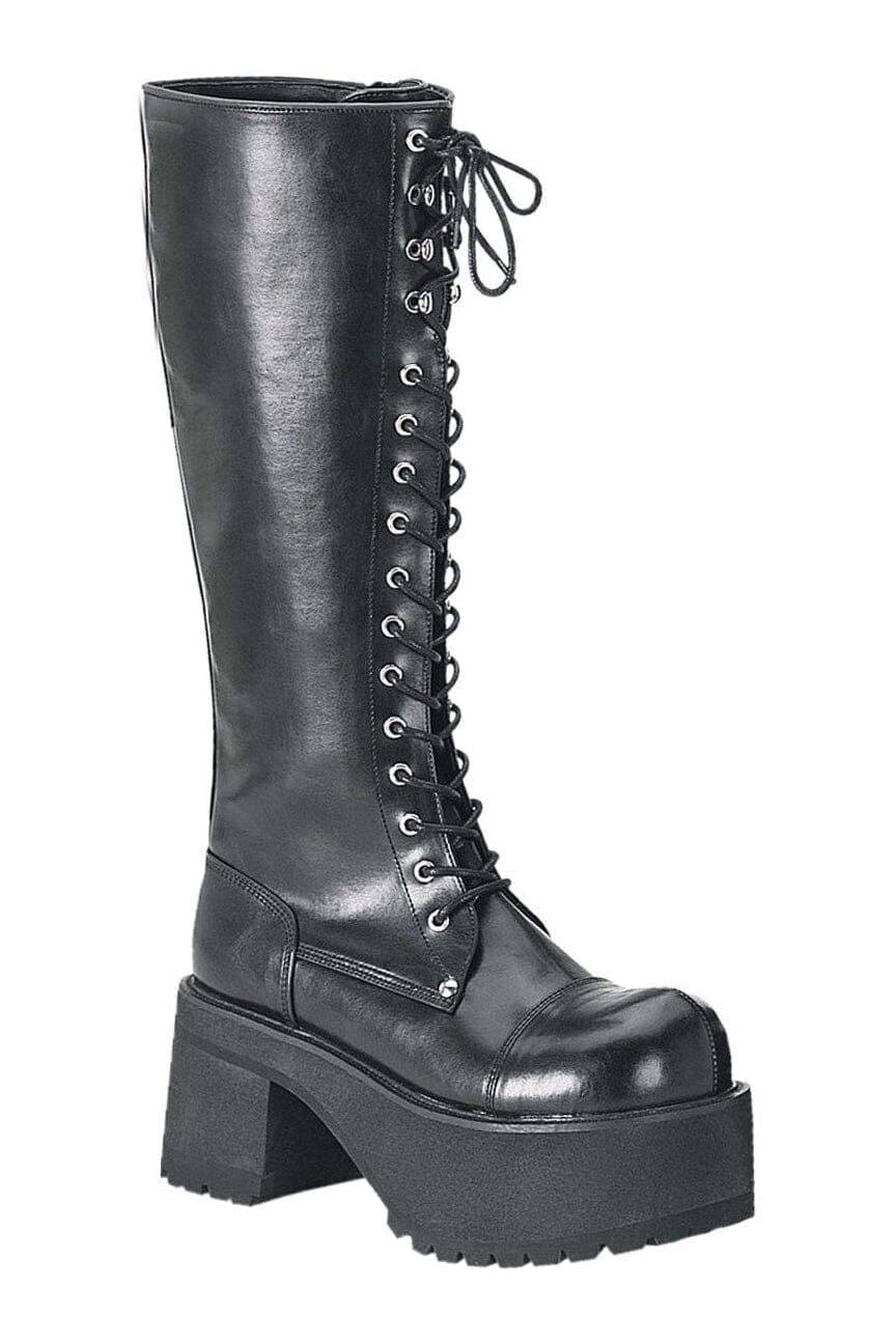 RANGER-302 Black Vegan Leather Knee Boot