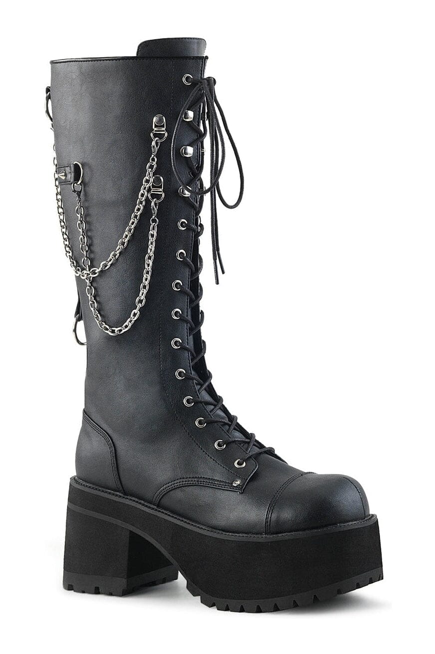 RANGER-303 Black Hologram Patent Knee Boot