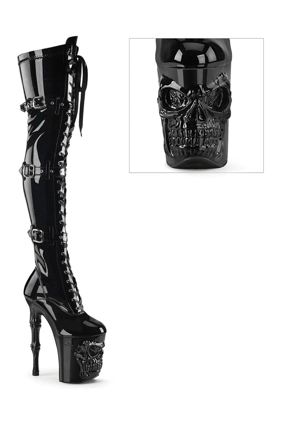 RAPTURE-3028 Black Patent Thigh Boot