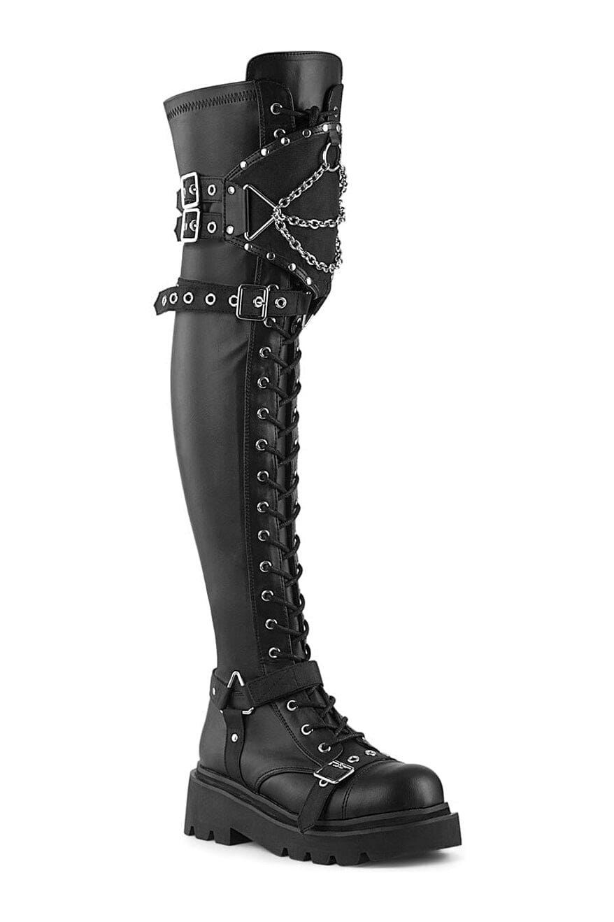 RENEGADE-320 Black Vegan Leather Knee Boot