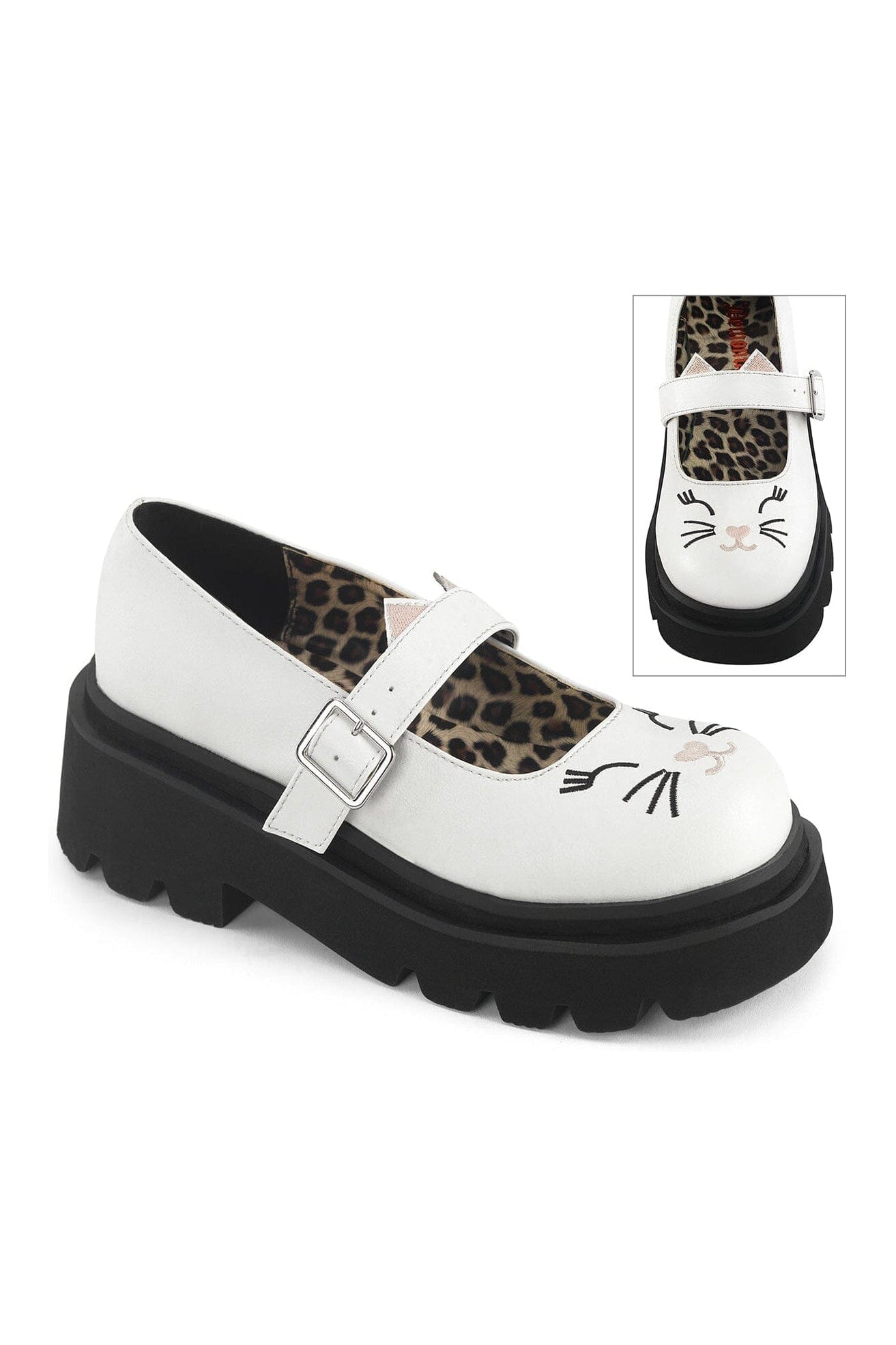 RENEGADE-56 White Vegan Leather Mary Janes