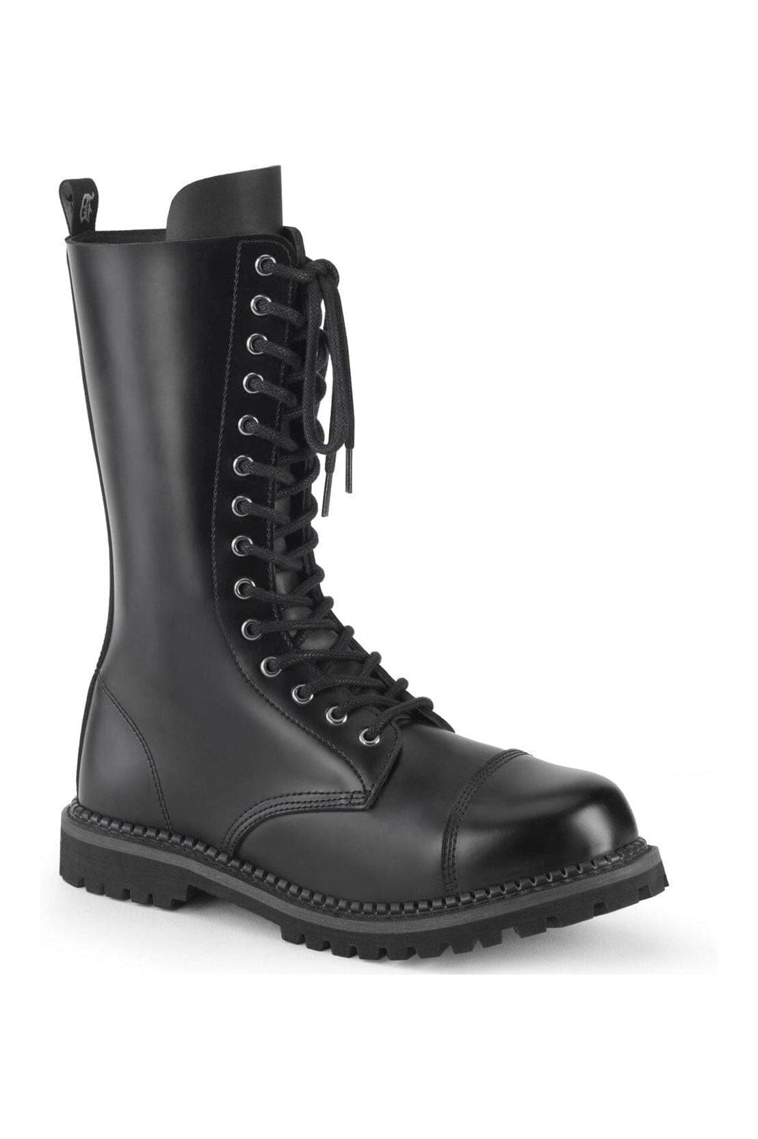RIOT-14 Black Leather Knee Boot