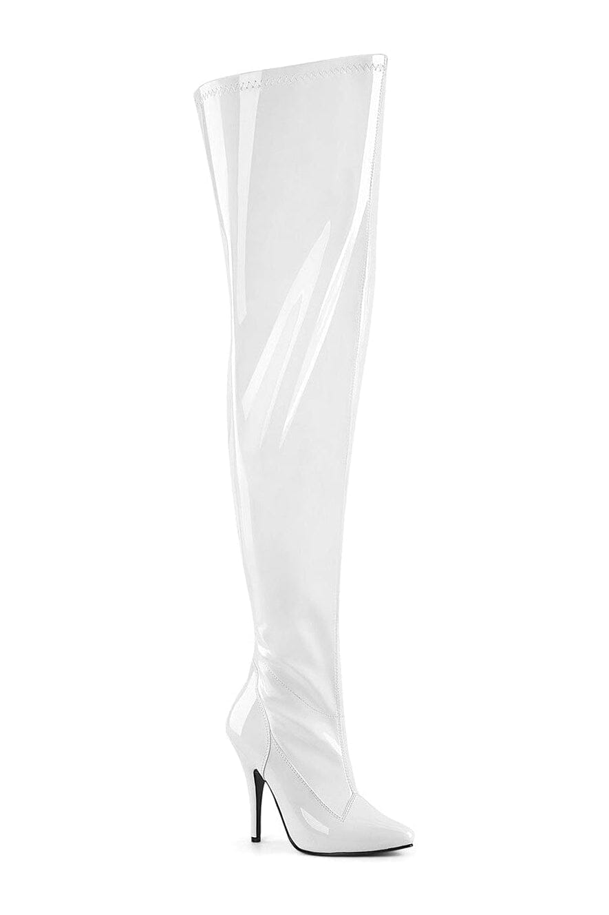 SEDUCE-3000WC White Patent Thigh Boot