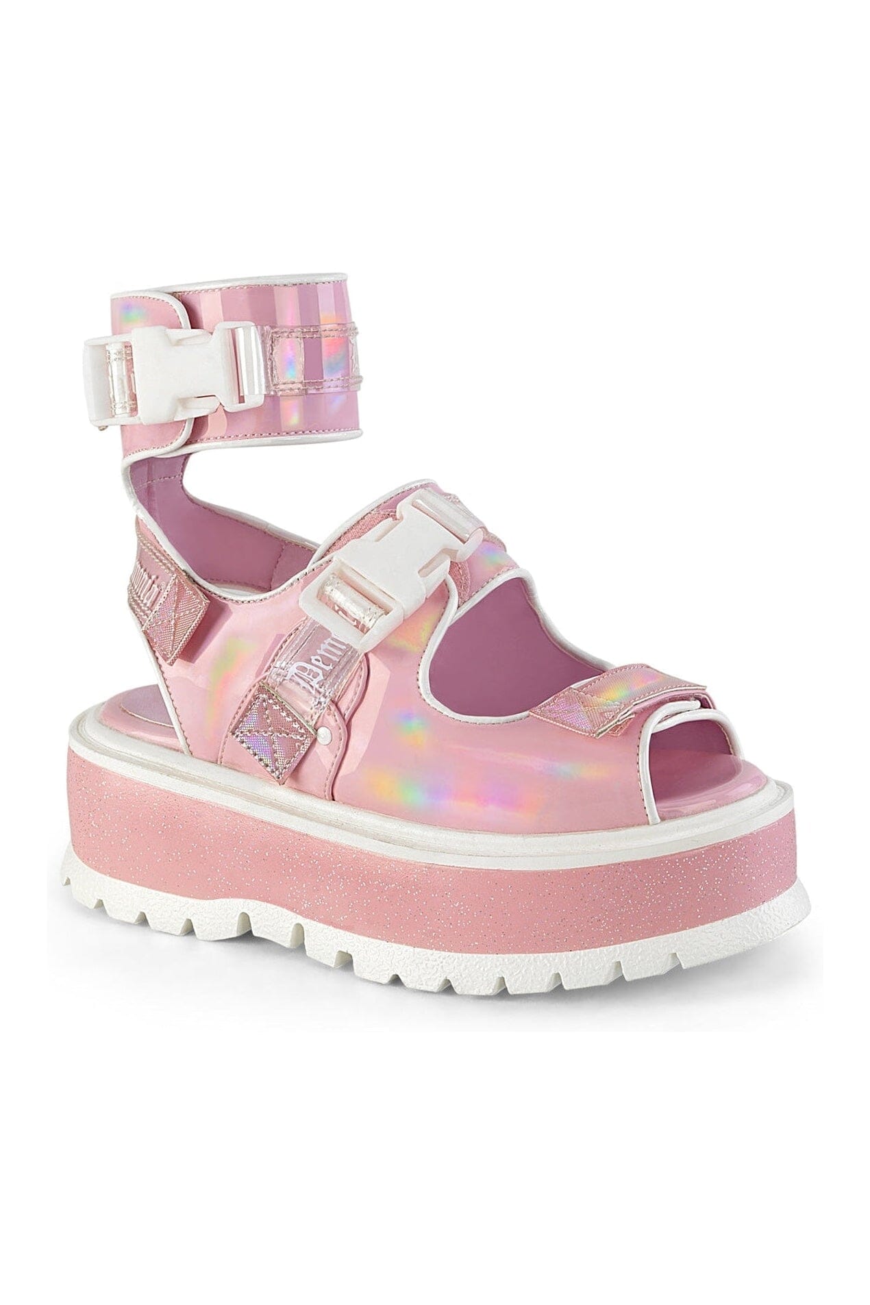 SLACKER-15B Pink Hologram Patent Sandal