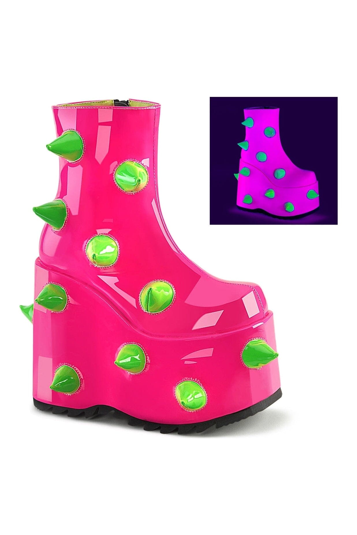 SLAY-77 Pink Hologram Patent Ankle Boot