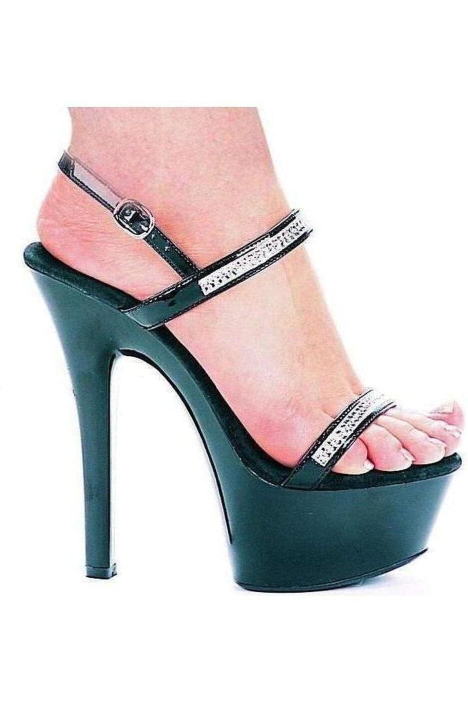 SS-601-DIAMOND Platform Sandal  | Black  Patent