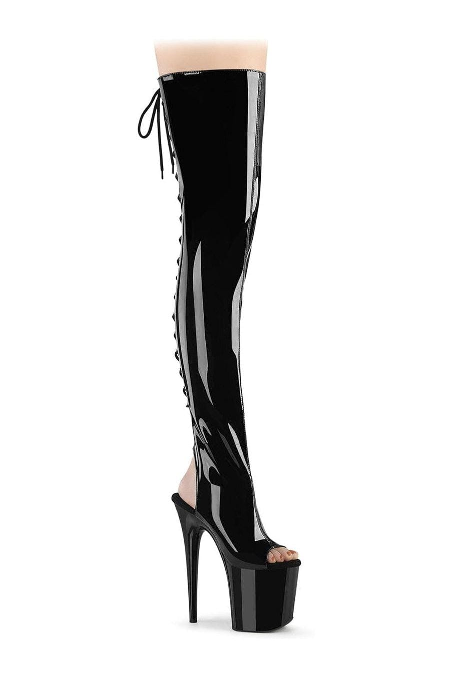 SS-FLAMINGO-3017 Black Patent Thigh Boot
