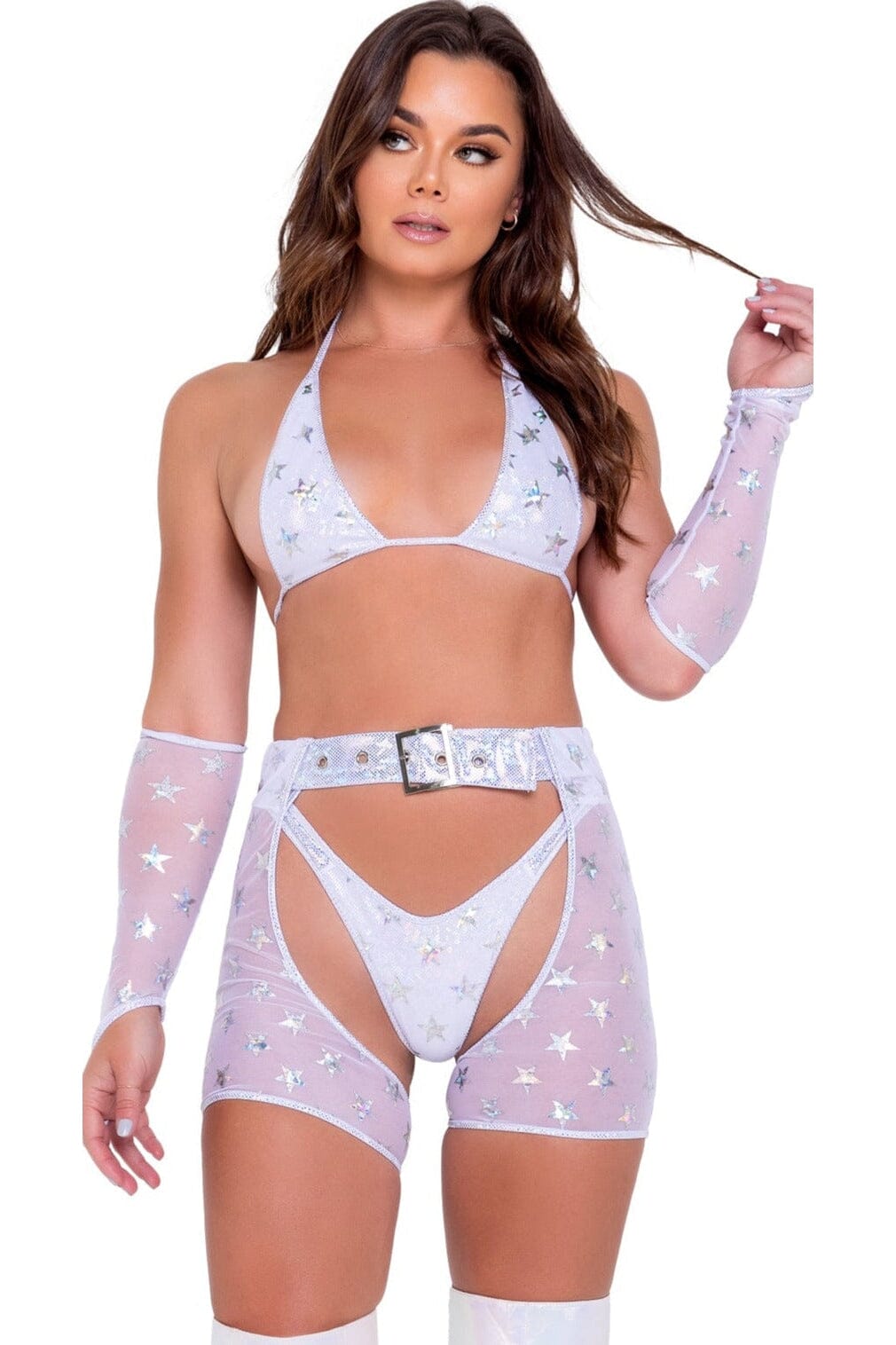 SS-Star Child White Mesh Chaps with Belt